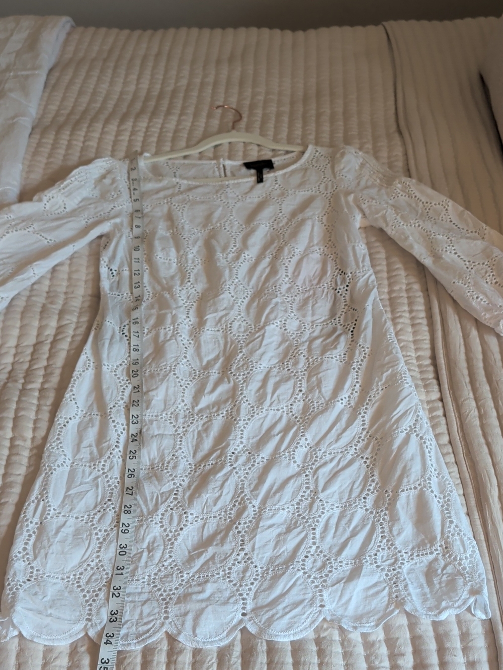 Laundry By Shelli Segal White Eyelet Long Sleeve Dress- Size 6